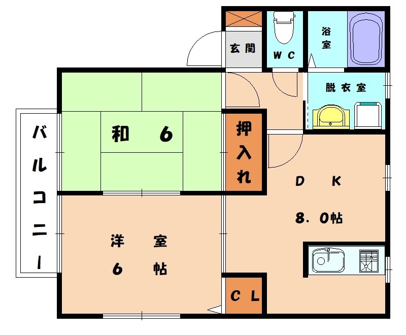 【古賀市千鳥のアパートの間取り】