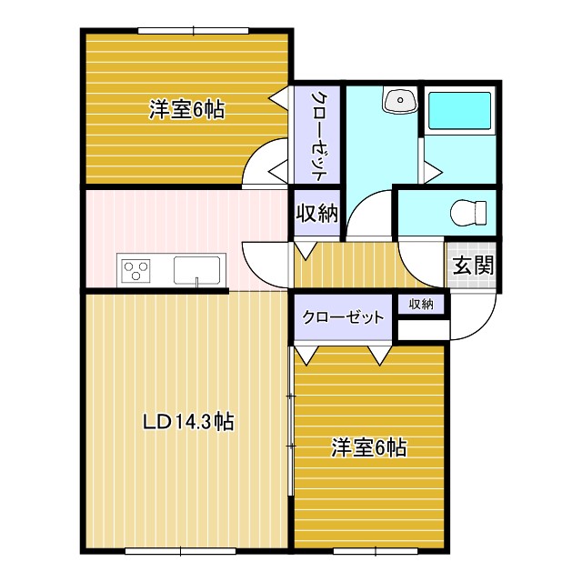 札幌市東区中沼西四条のアパートの間取り