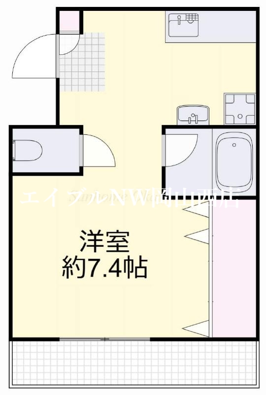 岡山市北区下伊福本町のマンションの間取り