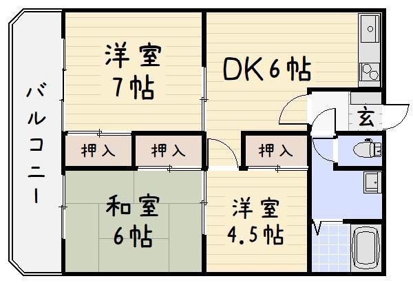 北九州市小倉北区足立のマンションの間取り