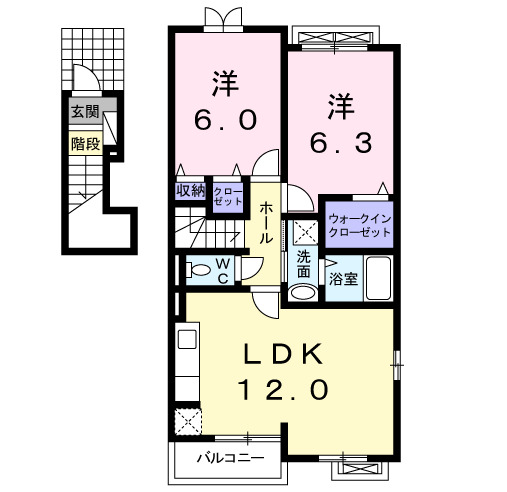 行橋市大字辻垣のアパートの間取り