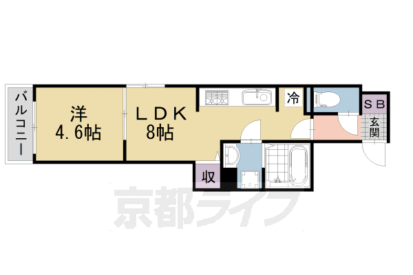 京都市伏見区深草石橋町のアパートの間取り