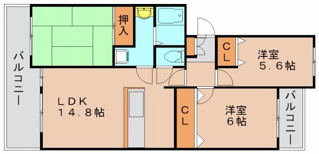 福岡市東区多々良のマンションの間取り