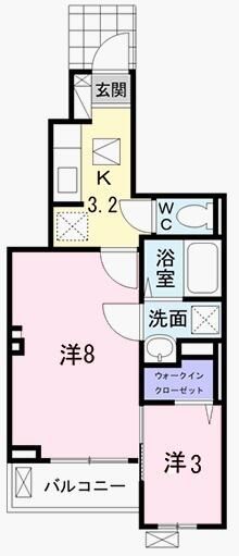 青梅市師岡町のアパートの間取り