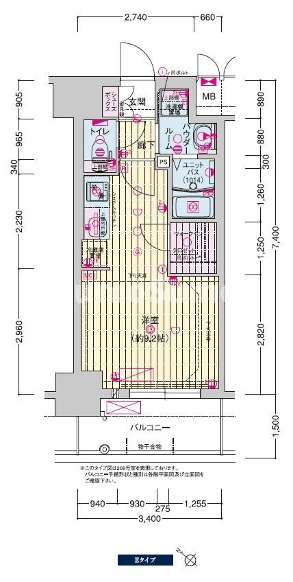 神戸市兵庫区水木通のマンションの間取り