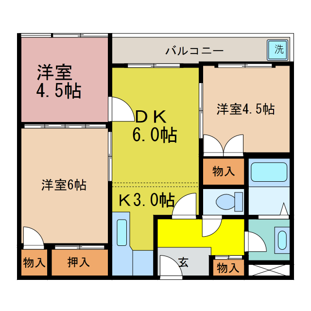 甲賀市水口町神明のマンションの間取り