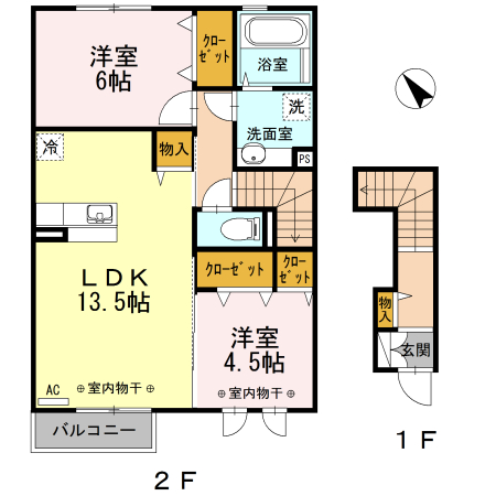 高岡市上牧野のアパートの間取り