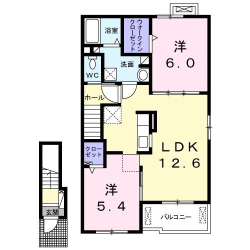 日立市東滑川町のアパートの間取り