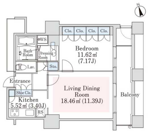 新宿区西五軒町のマンションの間取り