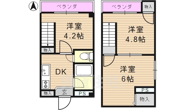 大阪市生野区舎利寺のマンションの間取り