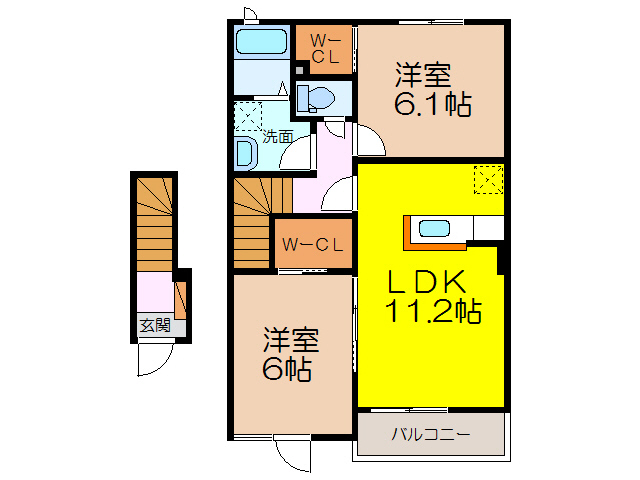 諫早市高来町三部壱のアパートの間取り