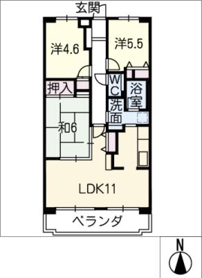 キャッスルハイツ有松　２０５号の間取り