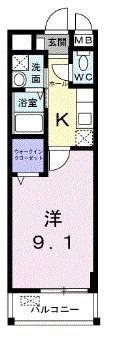 堺市北区百舌鳥陵南町のマンションの間取り