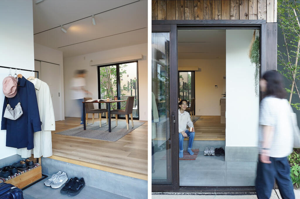 その他共有部分　土間でおしゃべり。こんなコミュニケーションの取り方もあり。