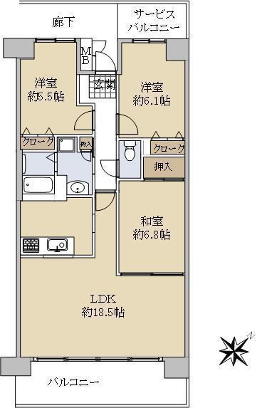 ベルヴィ草津の間取り