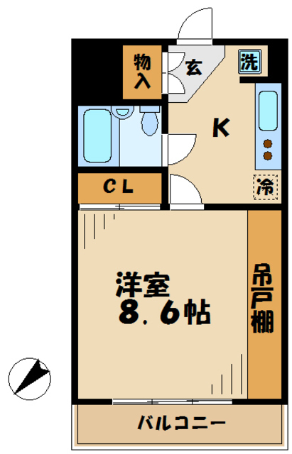 稲城市東長沼のマンションの間取り