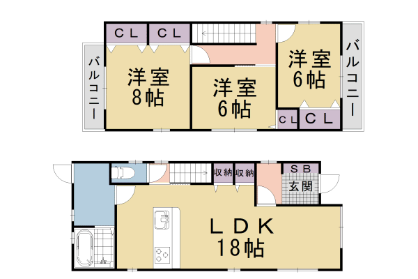 小山一石畑貸家の間取り写真