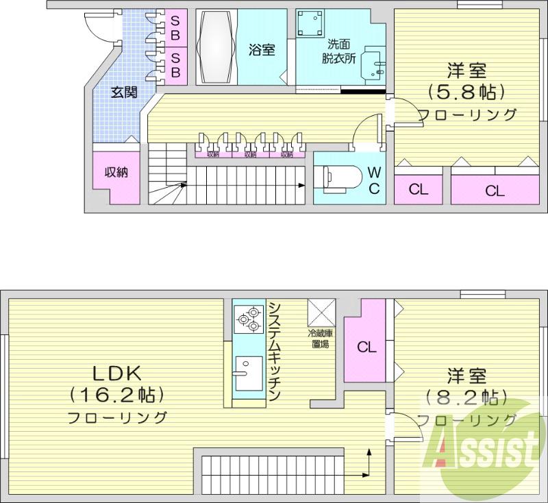 地下鉄東西線 南郷１８丁目駅 徒歩14分 2階建 新築の間取り写真
