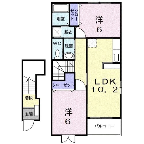 【宇部市大字西岐波のアパートの間取り】