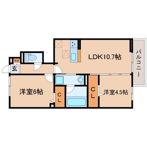 焼津市八楠のアパートの間取り