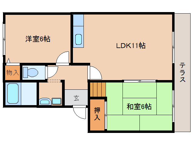 天理市櫟本町のアパートの間取り