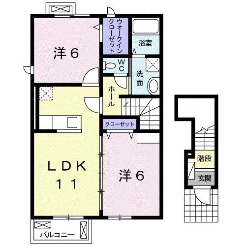 和歌山市松江中のアパートの間取り