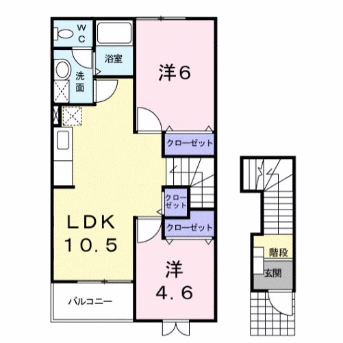 栗東市御園のアパートの間取り