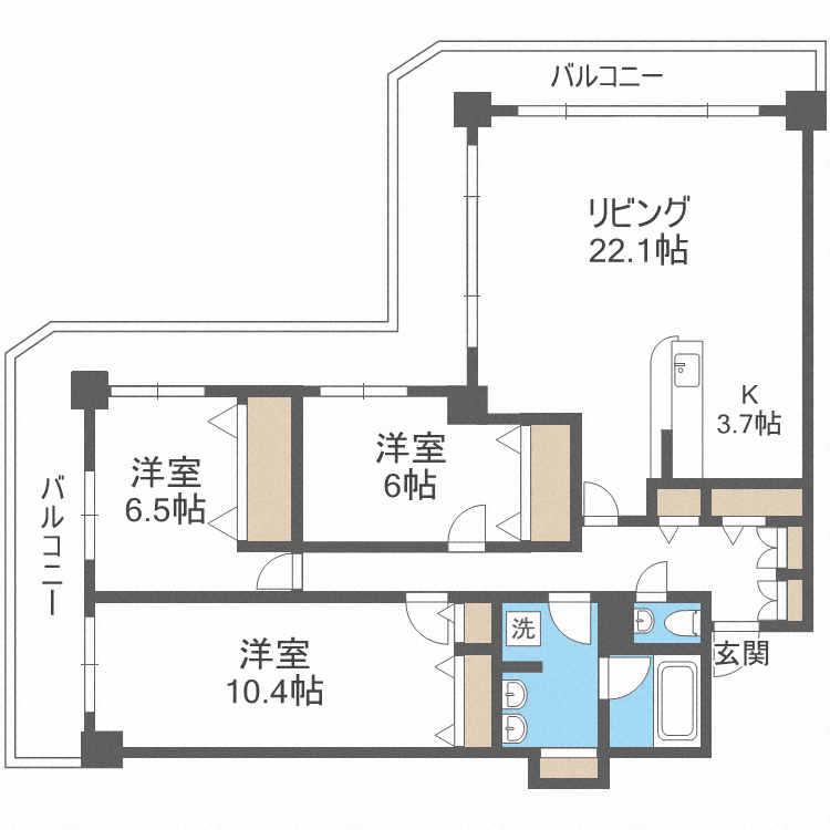 札幌市中央区南九条西のマンションの間取り