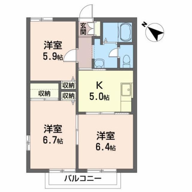 宮城郡利府町菅谷のアパートの間取り