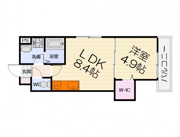 泉大津市上之町のアパートの間取り