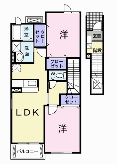 加古川市野口町二屋のアパートの間取り