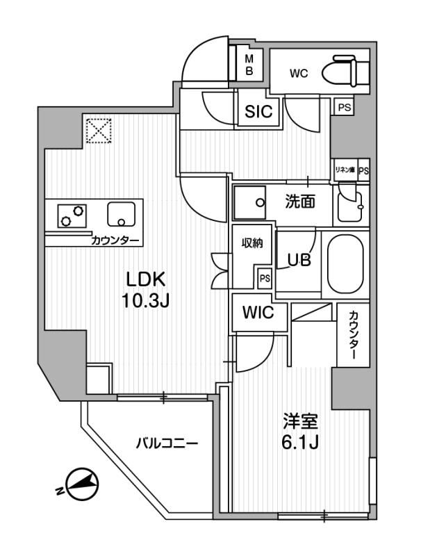 台東区浅草のマンションの間取り