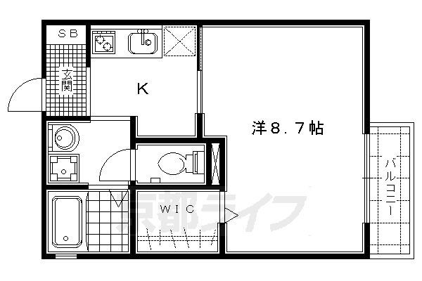 京都市北区紫竹北大門町のアパートの間取り