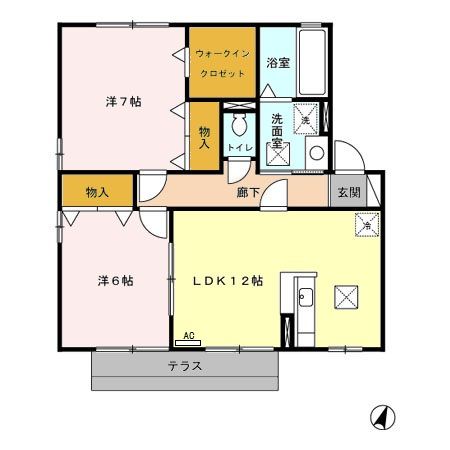 掛川市長谷のアパートの間取り