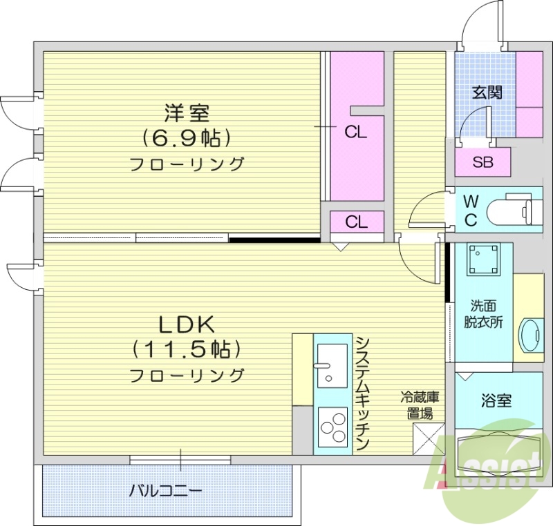 D-roomSAKURAの間取り