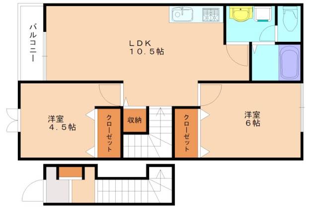 福津市津屋崎のアパートの間取り