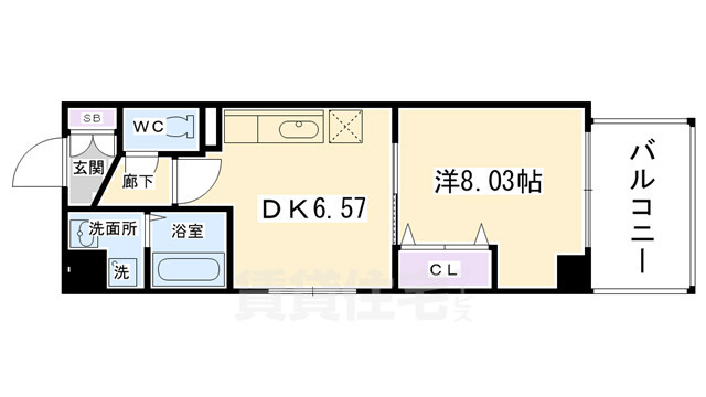 京都市下京区綾西洞院町のマンションの間取り