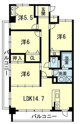 熊本市中央区島崎のマンションの間取り