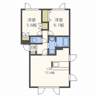 【石狩市樽川三条のアパートの間取り】