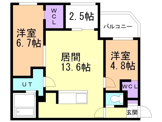 札幌市厚別区厚別東三条のマンションの間取り