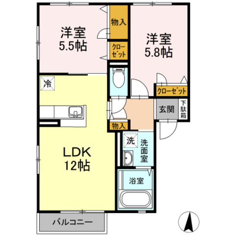 ボヌール羽屋Ｈの間取り