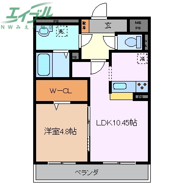 三重郡川越町大字高松のマンションの間取り