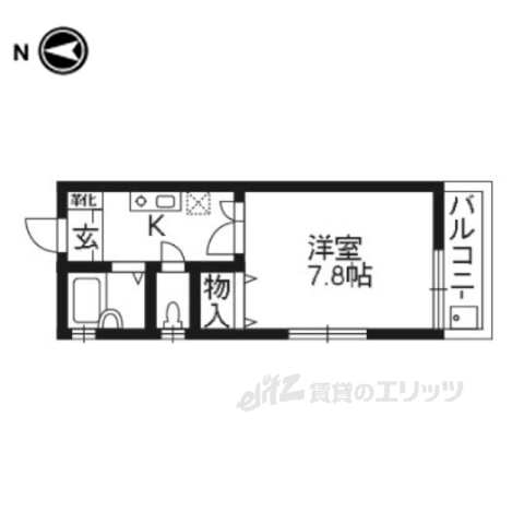 京都市北区上賀茂舟着町のアパートの間取り