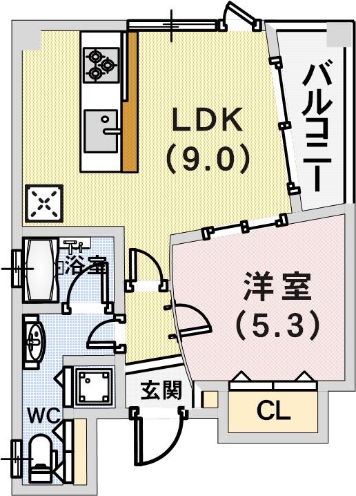 【ポコアポコ三宮ハイタワーの間取り】