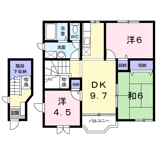 玉野市迫間のアパートの間取り