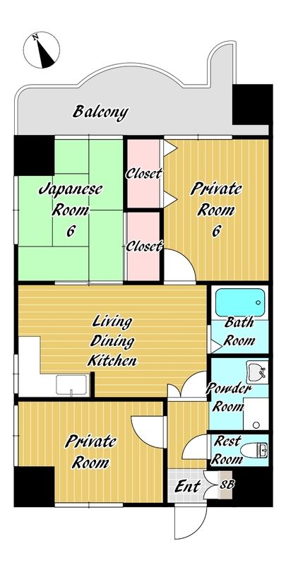 豊中市東豊中町のマンションの間取り