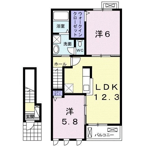 人吉市鶴田町のアパートの間取り