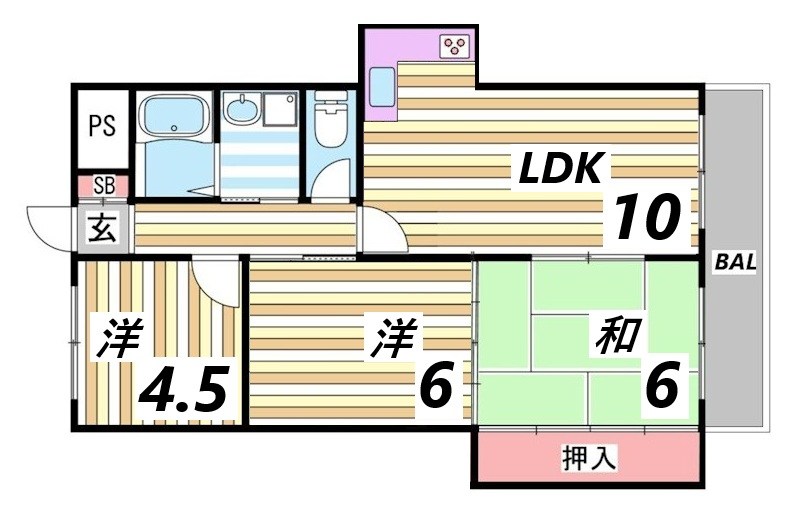 神戸市北区山田町下谷上のマンションの間取り