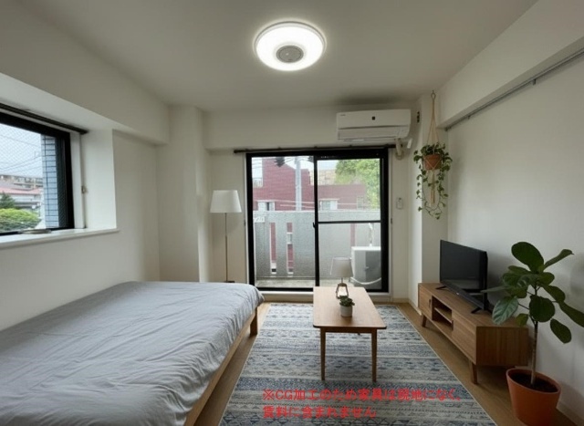 居室・リビング　※ＣＧ加工のため家具は現地になく、賃料に含まれません