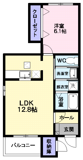 寒河江市新山町のアパートの間取り